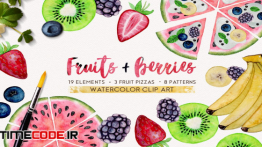 دانلود کلیپ آرت آبرنگی از میوه جات FRUITS  BERRIES watercolor set
