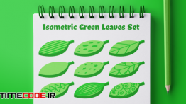دانلود آیکون با موضوع محیط زیست  Isometric Green Leaves Set