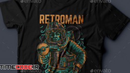 دانلود طرح لایه باز تی شرت Retroman T-Shirt Design
