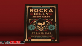 دانلود پوستر لایه باز  Rockabilly Music Party Flyer