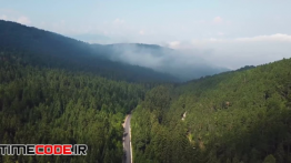 دانلود استوک فوتیج : نمای هوایی از جاده جنگلی Aerial Shot Of A Forest