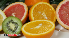 دانلود استوک فوتیج : میوه های برش خورده روی میز Citrus Fruits On The Table