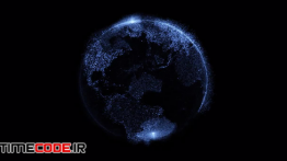 دانلود فوتیج آماده موشن گرافیک : کره زمین دیجیتال Earth In Light Particles Rotating