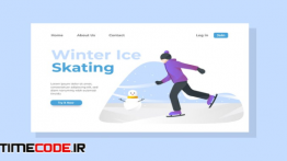 دانلود قالب آماده لندینگ پیج اسکی روی یخ Winter Ice Skating Landing Page Illustration