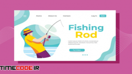 دانلود قالب صفحه فرود فروشگاه ابزار ماهیگیری  Fishing Rod Landing Page Illustration