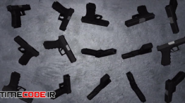 دانلود فوتیج موشن گرافیک : اسلحه Animation Of Rotating Guns