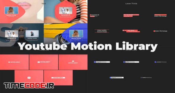 دانلود پروژه آماده افترافکت : یوتیوب Mini Youtube Motion Library – تایم کد
