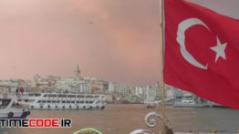 دانلود استوک فوتیج : پرچم ترکیه Wide-angle Shot Of Turkish Bay