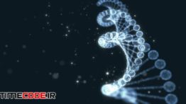 دانلود فوتیج موشن گرافیک : پارتیکل دی ان ای DNA Spiral With Shiny Particles
