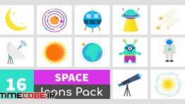 دانلود پروژه آماده افترافکت : آیکون انیمیشن فضا Animated Space Icons Pack
