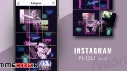 دانلود طرح لایه باز پازلی برای اینستاگرام Instagram PUZZLE Template – Neon