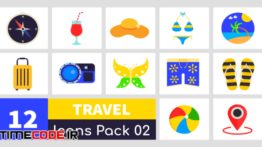 دانلود مجموعه آیکون انیمیشن سفر Animated Travel Icons Pack 02