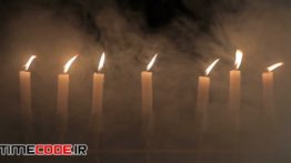 دانلود استوک فوتیج : شمع در غبار Candles With Smoke On Black Background