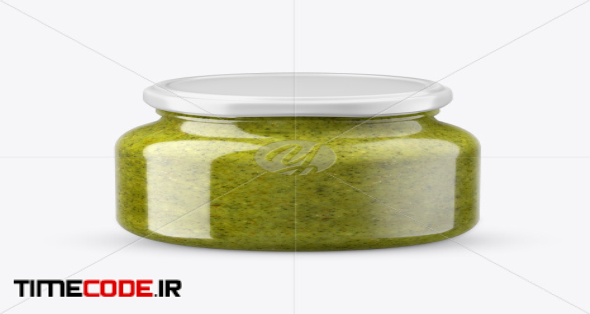 دانلود موکاپ شیشه مربا Glass Pesto Sauce Jar – تایم کد