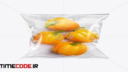 دانلود موکاپ بسته بندی فلفل دلمه ای  Plastic Bag With Yellow Sweet Peppers Mockup