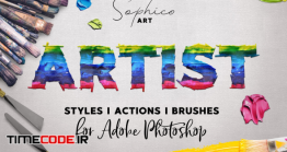 دانلود اکشن فتوشاپ : قلمو نقاشی Artist Styles Actions Brushes Set
