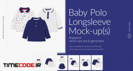 دانلود مجموعه موکاپ لباس نوزاد Baby Polo Longsleeve Mock-ups Set