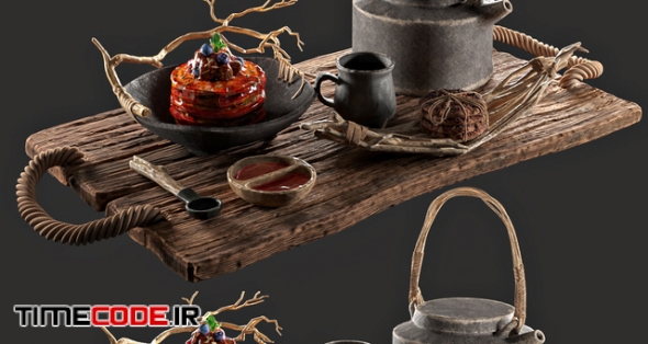 دانلود مدل آماده سه بعدی : دکوری میز صبحانه