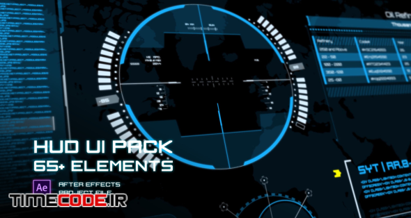 دانلود پروژه آماده افترافکت + موسیقی HUD UI Elements Pack – تایم کد