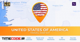 دانلود پروژه آماده افترافکت : نقشه امریکا Travel Map USA – United States Of America