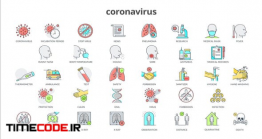 دانلود پروژه آماده افترافکت : آیکون انیمیشن کرونا Coronavirus – 36 Flat Animation Icons