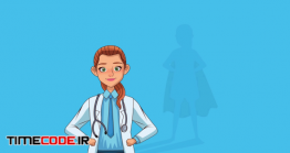 دانلود کاراکتر موشن گرافیک : دکتر خانم در سایه سوپر من  Female Doctor Professional With Hero Shadow