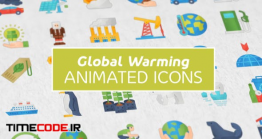 دانلود پروژه آماده افترافکت : آیکون انیمیشن گرمایش جهانی Global Warming Modern Flat Animated Icons
