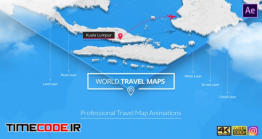 دانلود پروژه آماده افترافکت : نمایش مسیر حرکت روی نقشه World Travel Maps