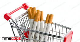 دانلود عکس استوک : سیگار در سبد خرید Cigarettes In Shopping Cart