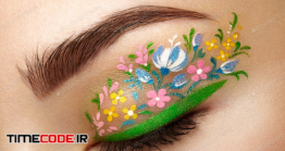 دانلود عکس آرایش فانتزی چشم Eye Makeup Girl With A Flowers