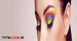 دانلود عکس آرایش فانتزی چشم  Female Eye With Rainbow Make-up