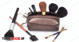 دانلود عکس کیف لوازم آرایشی Makeup Case With Make-up Brushes And Applicators