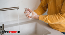 دانلود عکس شستشو دست  Washing Hands With Antibacterial Gel Man For Corona Virus Prevention