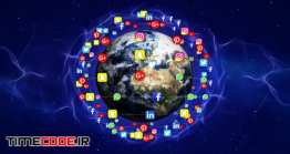 دانلود فوتیج کره زمین با شبکه های اجتماعی Earth And Social Media Logos