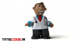 دانلود فوتیج کاراکتر انیمیشن دکتر سیاه پوست Fun 3d Cartoon Doctor Presenting