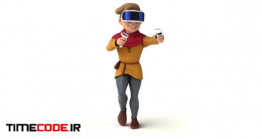 دانلود فوتیج کاراکتر انیمیشن مرد قرون وسطایی با عینک واقعیت مجازی Fun 3D Cartoon Medieval Man With A VR Helmet
