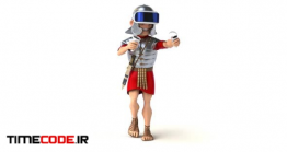 دانلود فوتیج کاراکتر انیمیشن سرباز رومی با عینک واقعیت مجازی Fun 3D Cartoon Roman Soldier Playing With A VR Headset