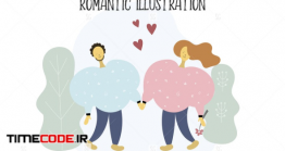 دانلود وکتور عاشقانه یک زوج مناسب روز ولنتاین  Valentine’s Day Couple Illustration