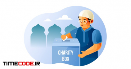 دانلود وکتور مرد مسلمان در حال دادن صدقه Young Muslim Give Alms In The Charity Box
