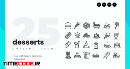 دانلود 25 آیکون آشپزی Dessert Outline Icon Set