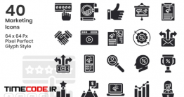 دانلود 40 آیکون مارکتینگ  Marketing Icons Set – Glyph