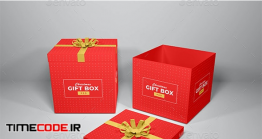 دانلود موکاپ جعبه کادو کریسمس Christmas Gift Box Mockup
