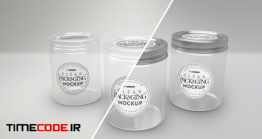 دانلود موکاپ ظرف مربا  Clear Jars With Metal/Clear Lids Packaging Mockup