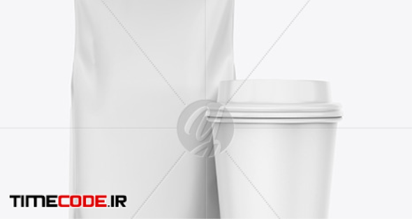دانلود موکاپ بگ قهوه با لیوان