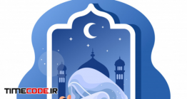 دانلود وکتور مرد مسلمان در حال نماز Muslim Is Praying At Night In Mosque