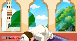 دانلود وکتور مرد مسلمان در حال نماز خواندن A Muslim Man Pray At Mosque