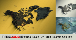 دانلود پروژه آماده افتر افکت : نقشه سه بعدی امریکا کانادا و مکزیک North America Map