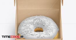 دانلود موکاپ جعبه دونت Opened Kraft Box With Donut Mockup