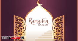 دانلود وکتور ماه رمضان و قرآن Ramadan Kareem Lettering Text And Open Book