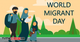 دانلود وکتور روز جهانی مهاجران Refugee Family Walking On The Road. World Migrant Day.